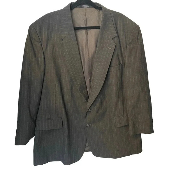 Towncraft Worsted Wool Blend 2 Button Gray Blazer Men’s Size 50R Pockets - Picture 1 of 8